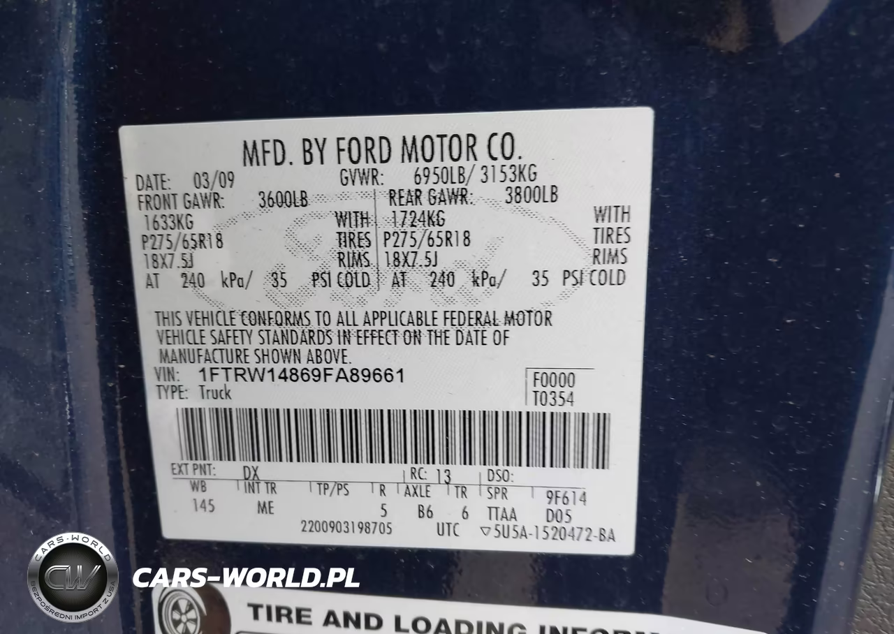 2009 Ford F-150 Xlt VIN:1FTRW14869FA89661 - 9