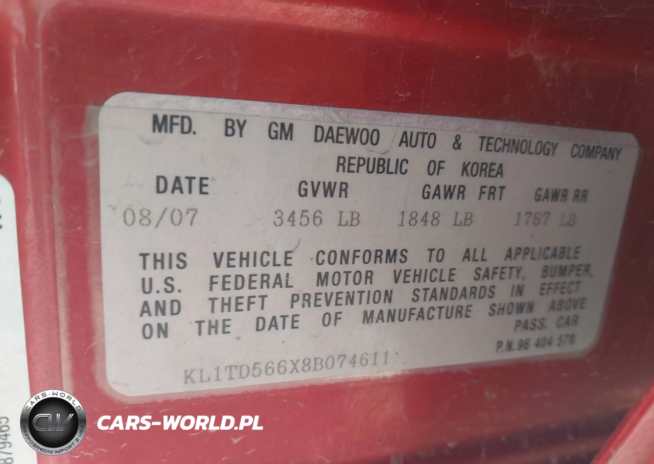 2008 Chevrolet Aveo Ls VIN:KL1TD566X8B074611 - 9