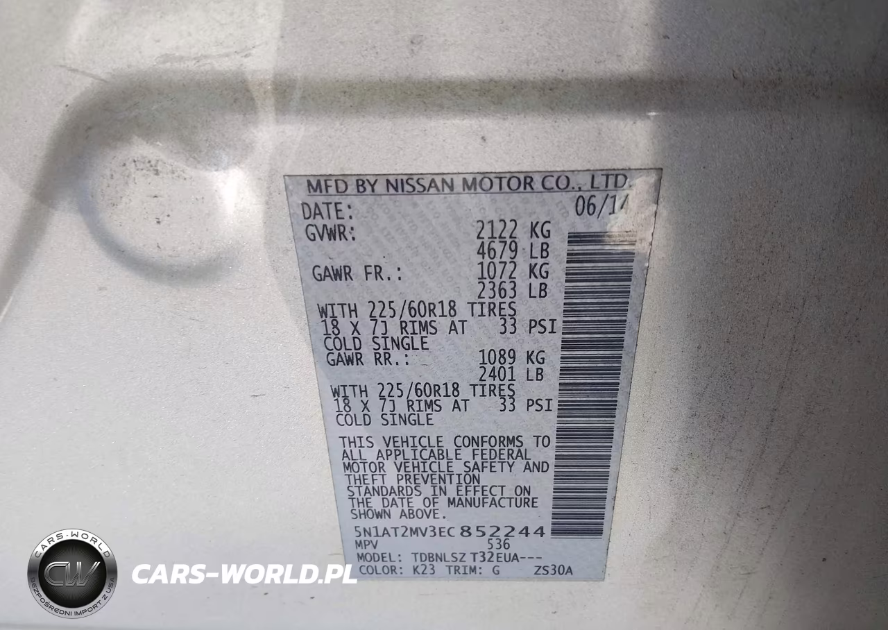 2014 Nissan Rogue S-Sl-Sv VIN:5N1AT2MV3EC852244 - 9