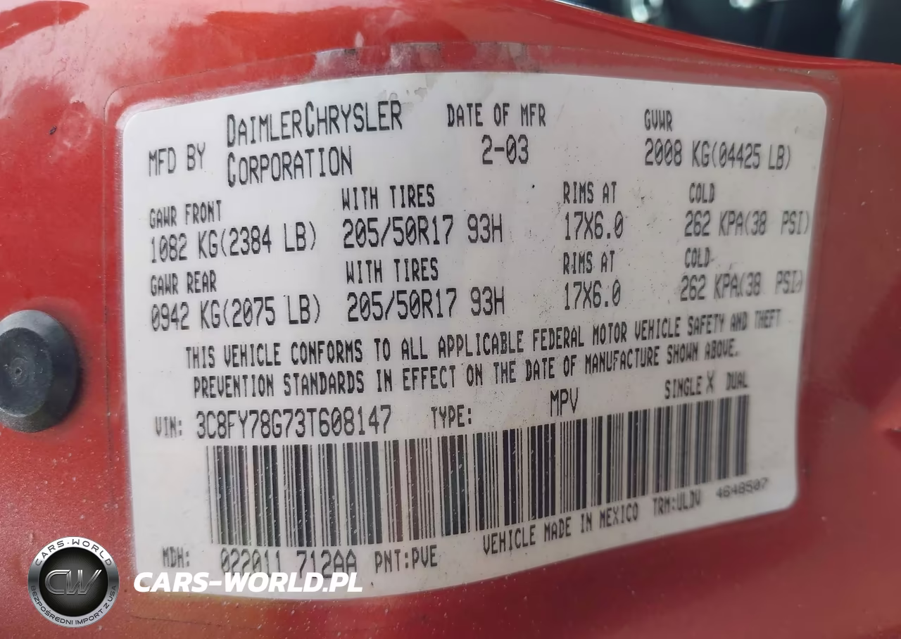 2003 Chrysler Pt Cruiser Gt VIN:3C8FY78G73T608147 - 9