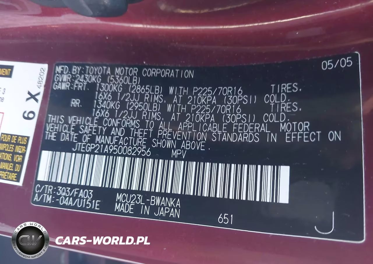 2005 Toyota Highlander V6 VIN:JTEGP21A950082956 - 9
