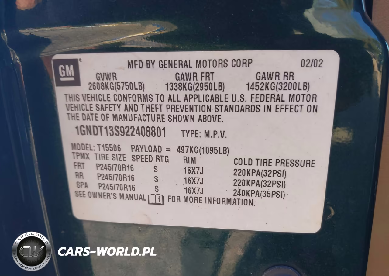 2002 Chevrolet Trailblazer Ls VIN:1GNDT13S922408801 - 9