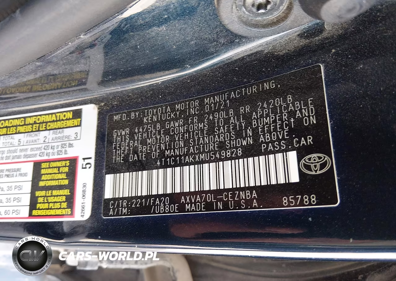 2021 Toyota Camry Le VIN:4T1C11AKXMU549828 - 9