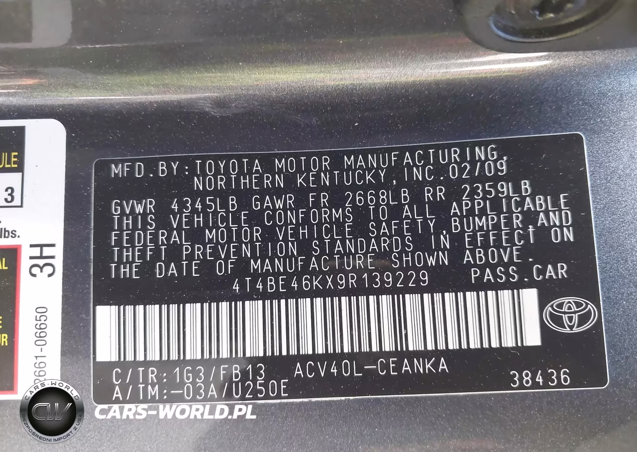 2009 Toyota Camry Le VIN:4T4BE46KX9R139229 - 9