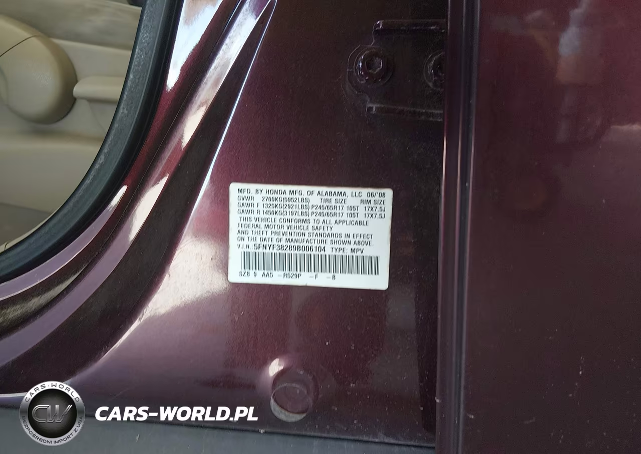 2009 Honda Pilot Lx VIN:5FNYF38289B006104 - 9