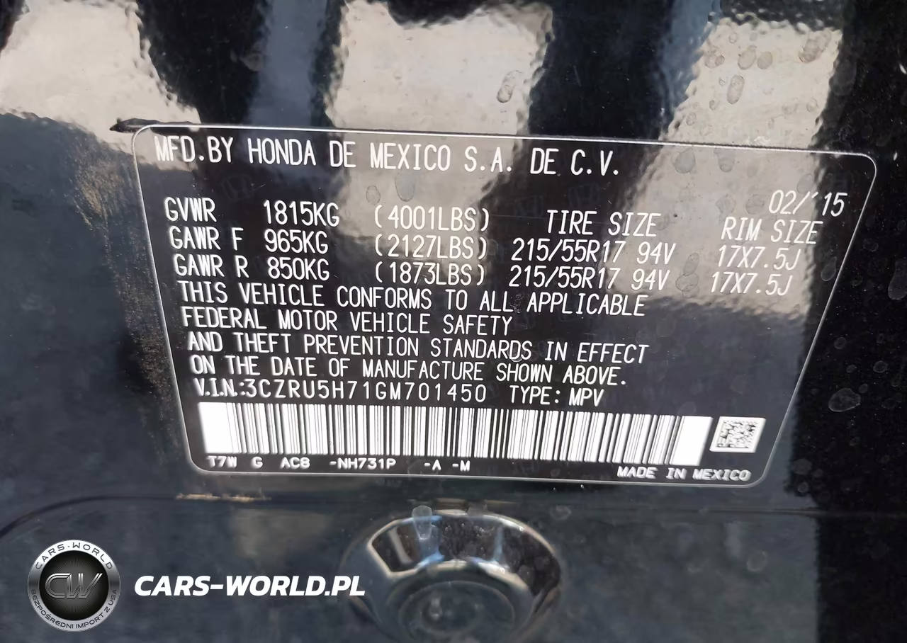 2016 Honda Hr-V Ex-L VIN:3CZRU5H71GM701450 - 9