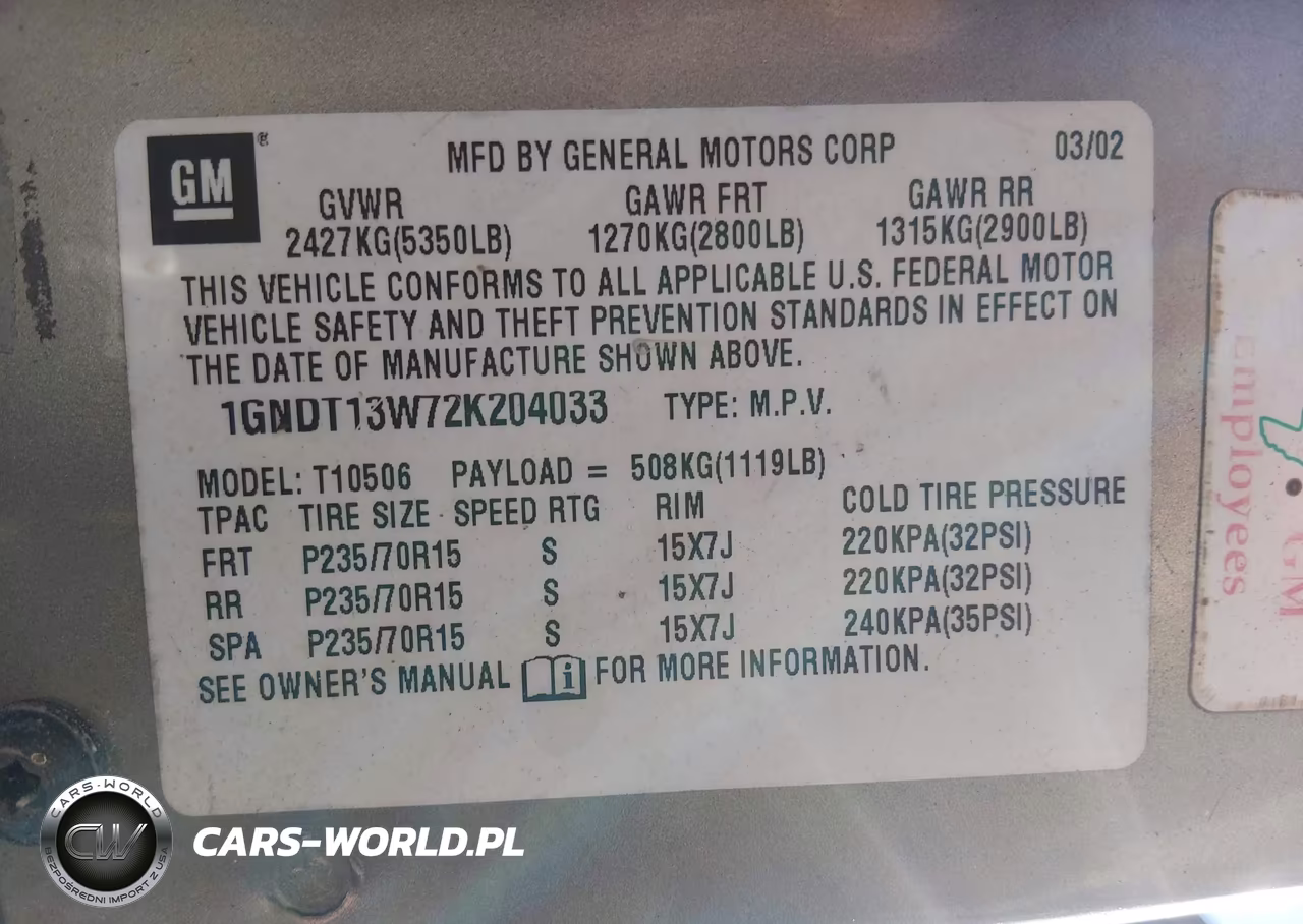 2002 Chevrolet Blazer Ls VIN:1GNDT13W72K204033 - 9
