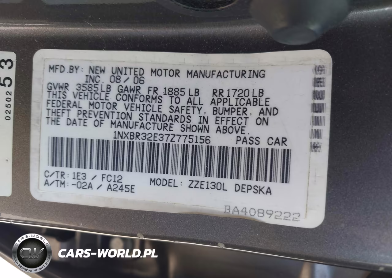 2007 Toyota Corolla S VIN:1NXBR32E37Z775156 - 9