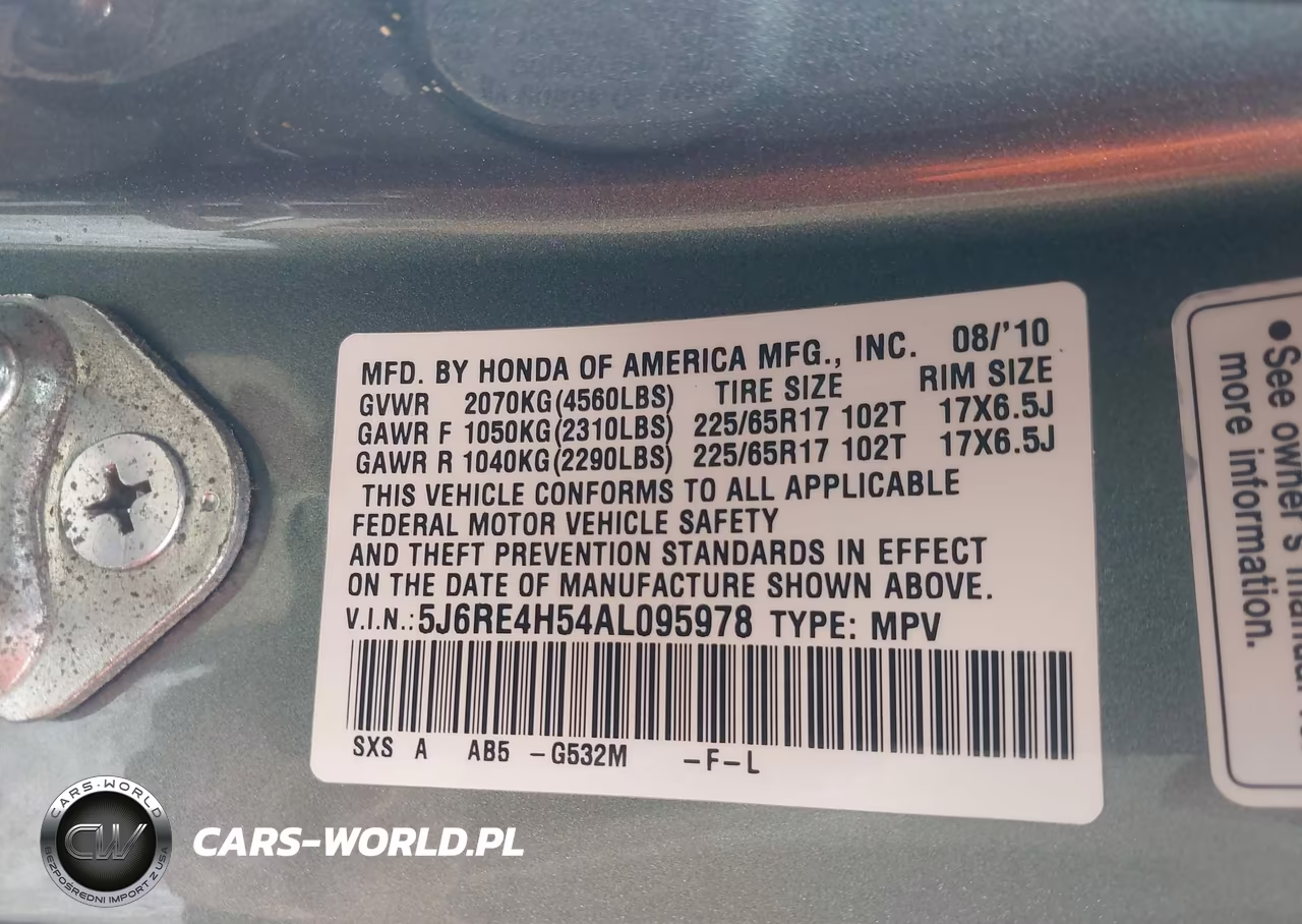 2010 Honda Cr-V Ex VIN:5J6RE4H54AL095978 - 9