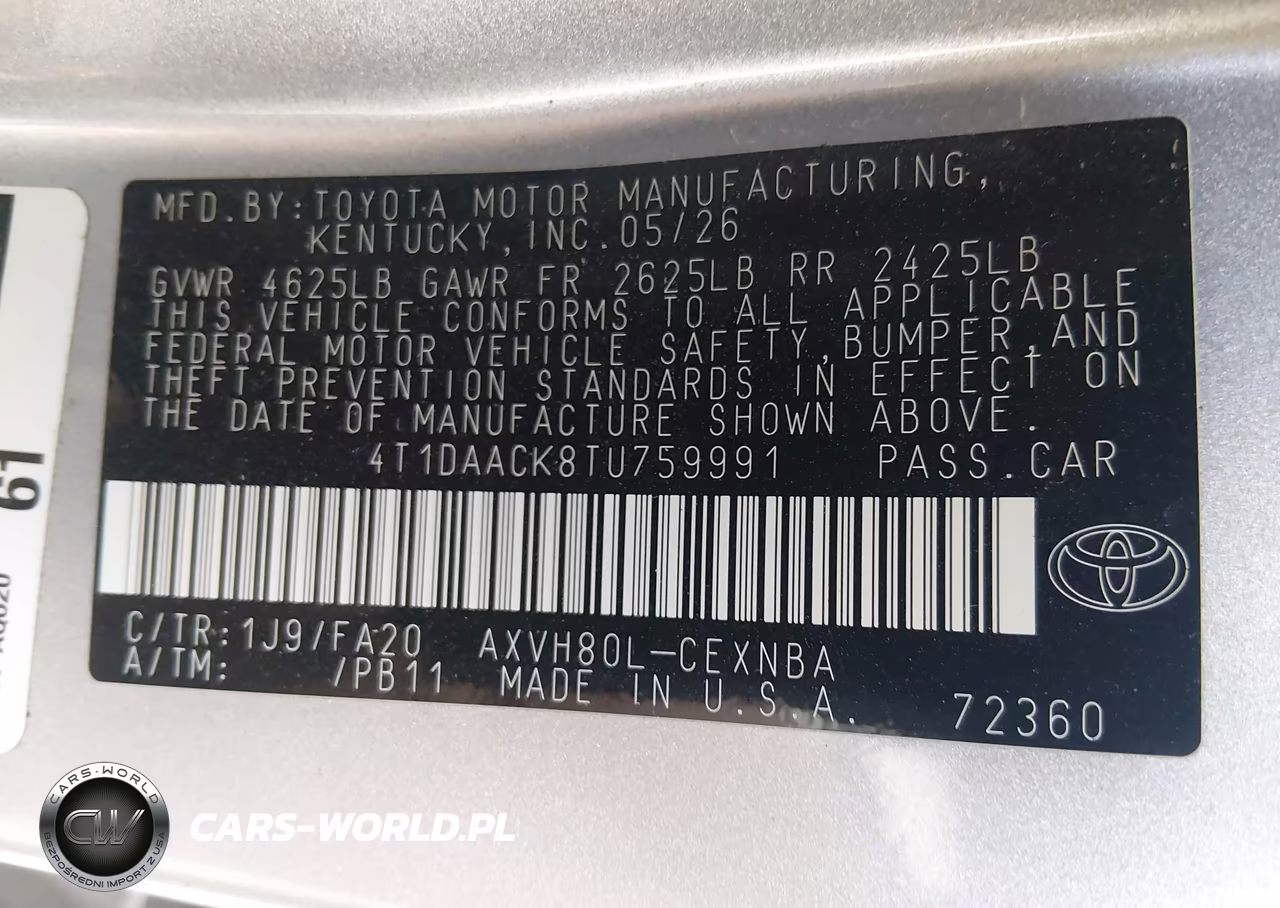 2026 Toyota Camry Le VIN:4T1DAACK8TU759991 - 9