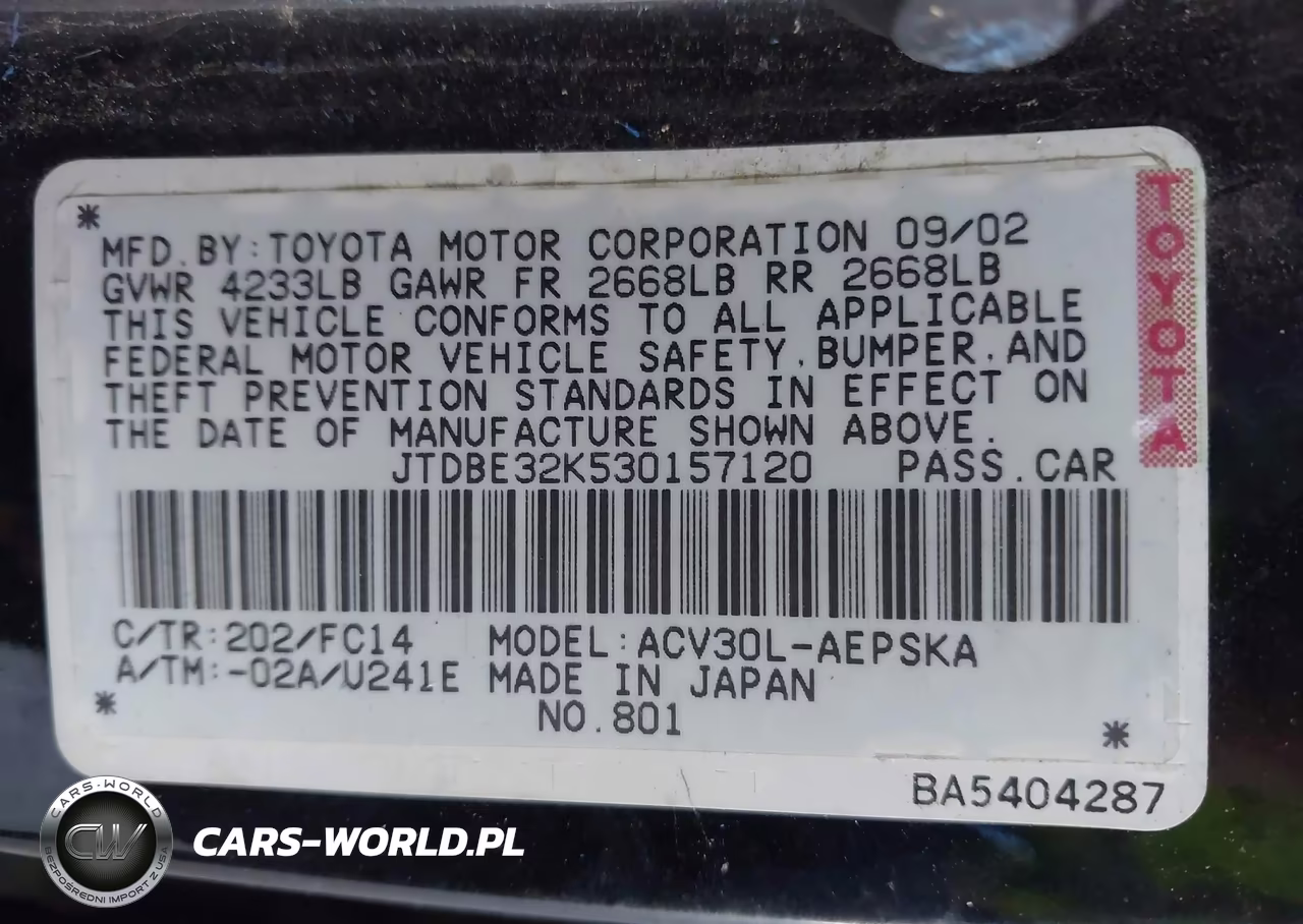 2003 Toyota Camry Se VIN:JTDBE32K530157120 - 9