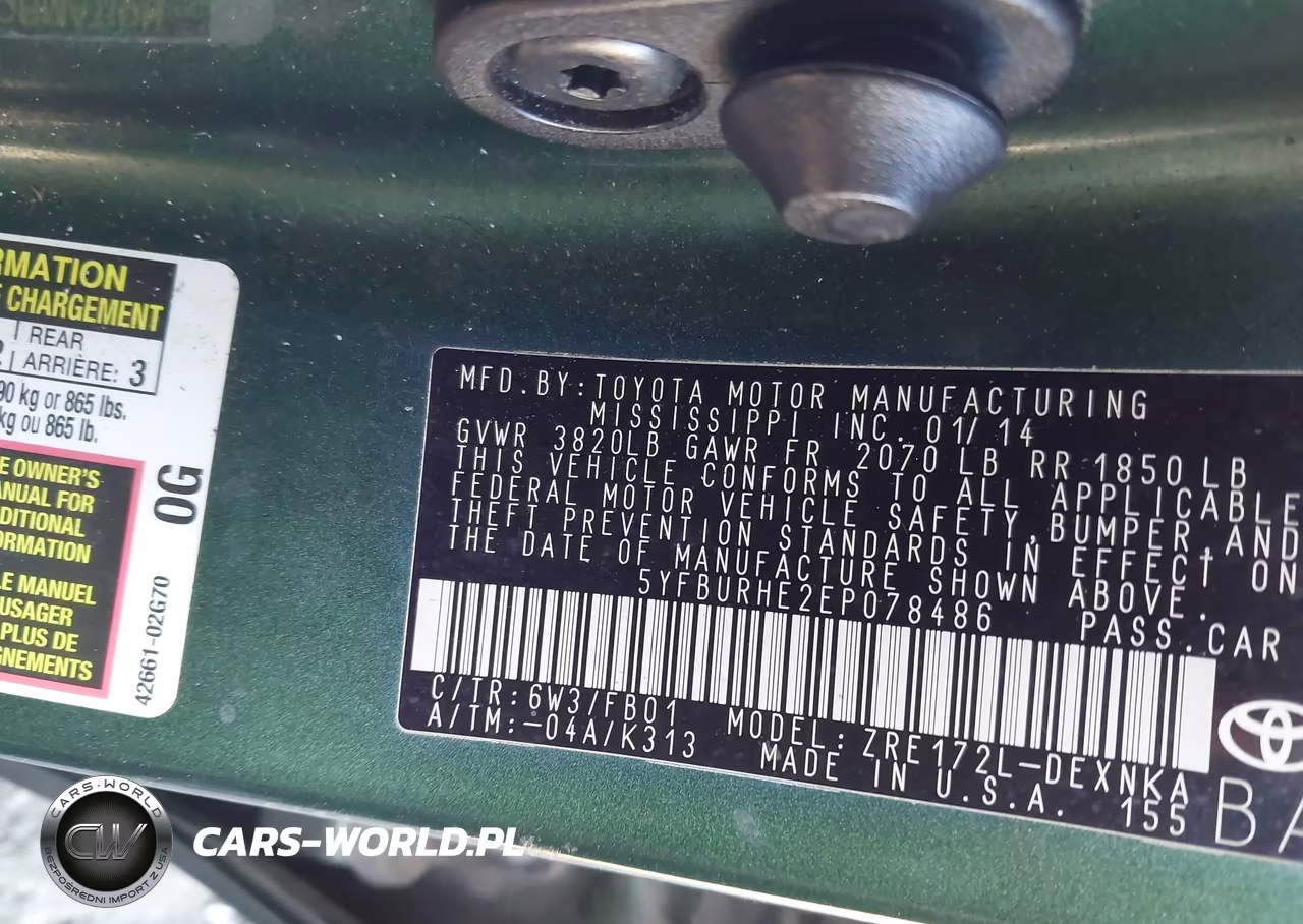 2014 Toyota Corolla Le VIN:5YFBURHE2EP078486 - 9