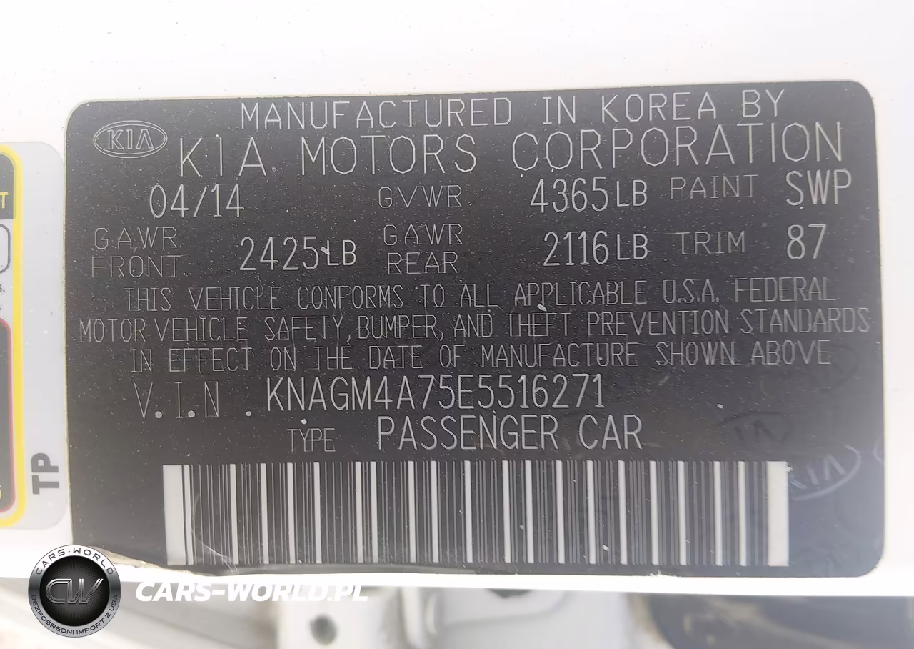 2014 Kia Optima Lx VIN:KNAGM4A75E5516271 - 9