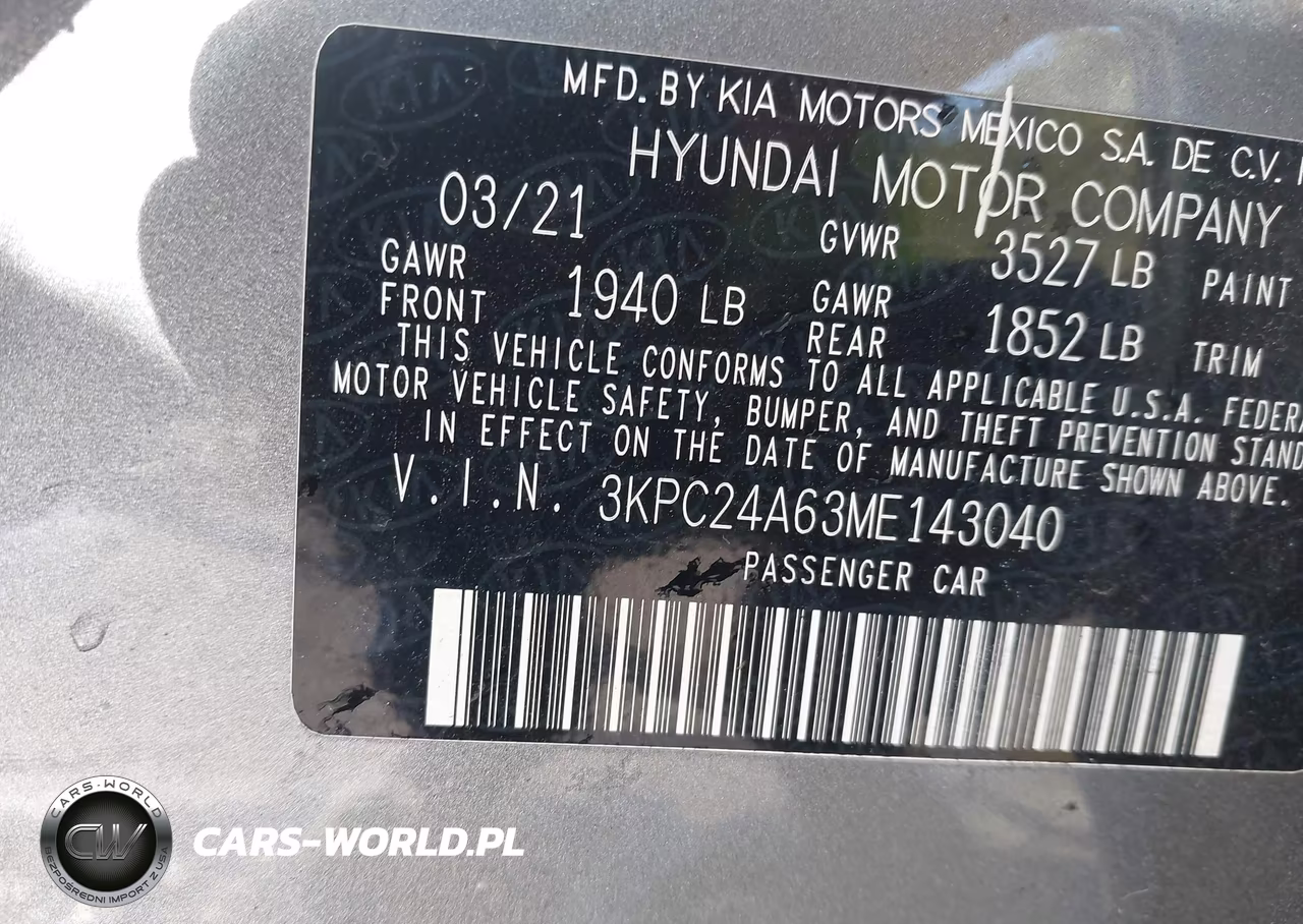 2021 Hyundai Accent Sel VIN:3KPC24A63ME143040 - 9