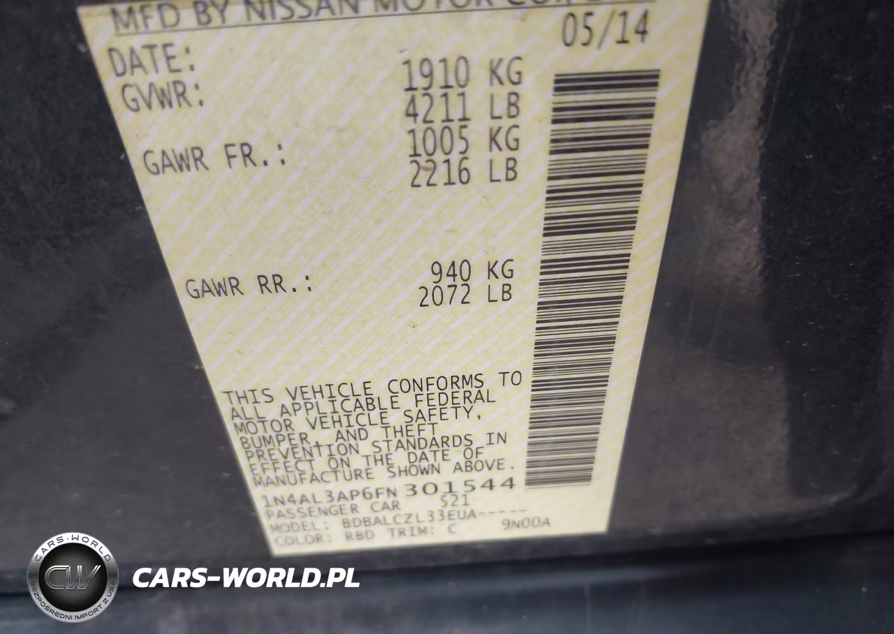 2015 Nissan Altima 2.5-2.5 S-2.5 Sl-2.5 Sv VIN:1N4AL3AP6FN301544 - 9