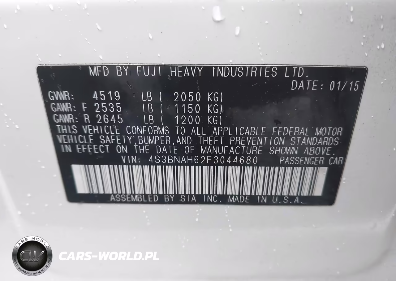2015 Subaru Legacy 2.5I Premium VIN:4S3BNAH62F3044680 - 9