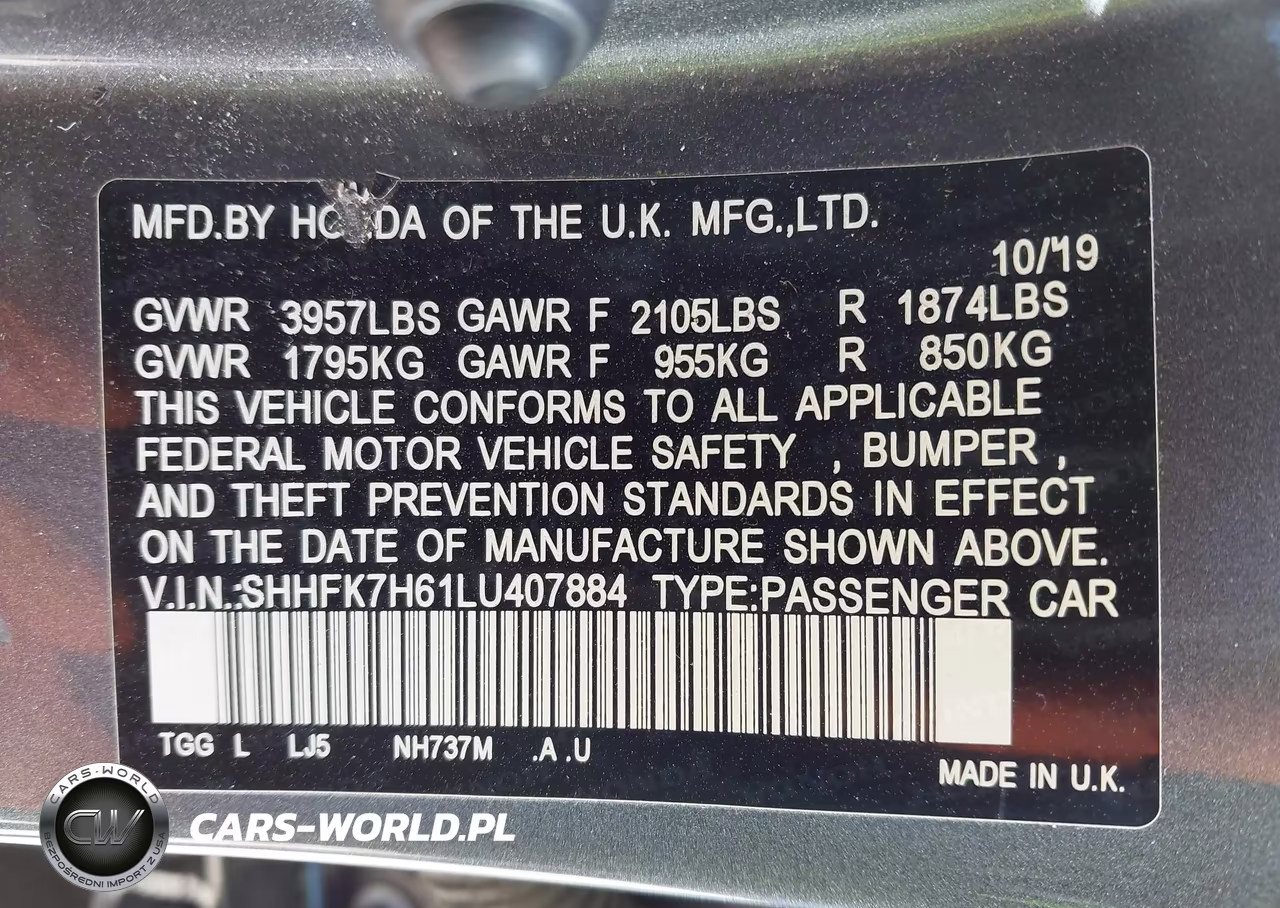 2020 Honda Civic Ex VIN:SHHFK7H61LU407884 - 9