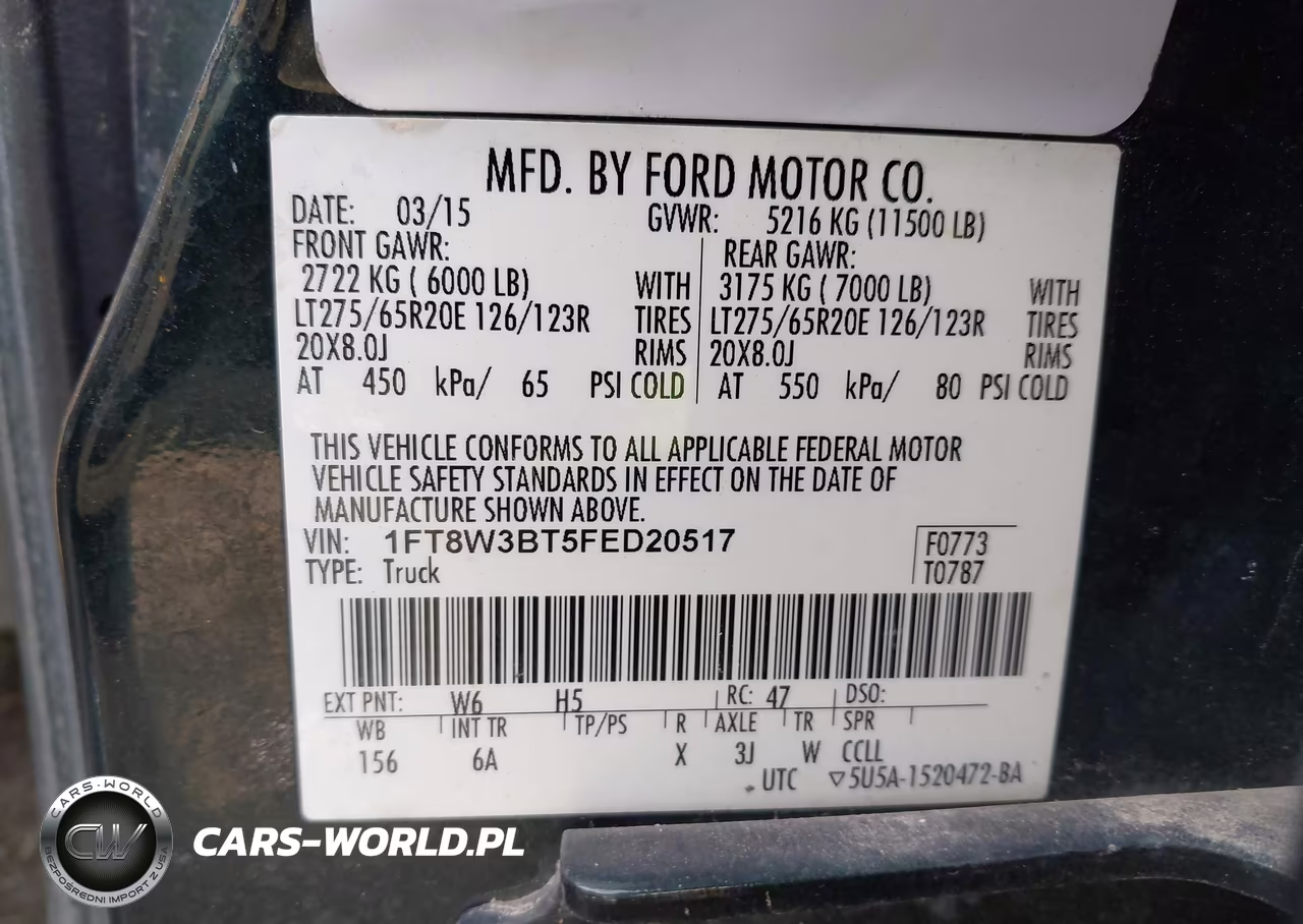 2015 Ford F-350 Lariat VIN:1FT8W3BT5FED20517 - 8