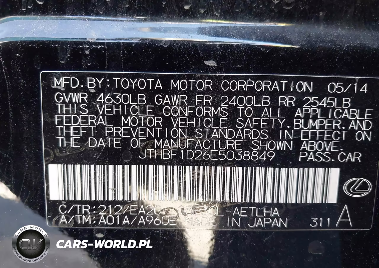 2014 Lexus Is 250 VIN:JTHBF1D26E5038849 - 9