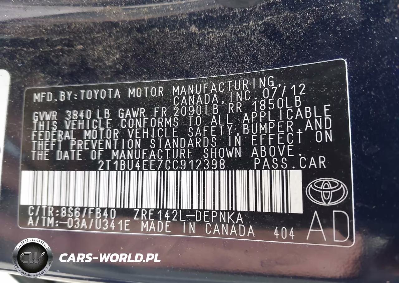 2012 Toyota Corolla Le VIN:2T1BU4EE7CC912398 - 9