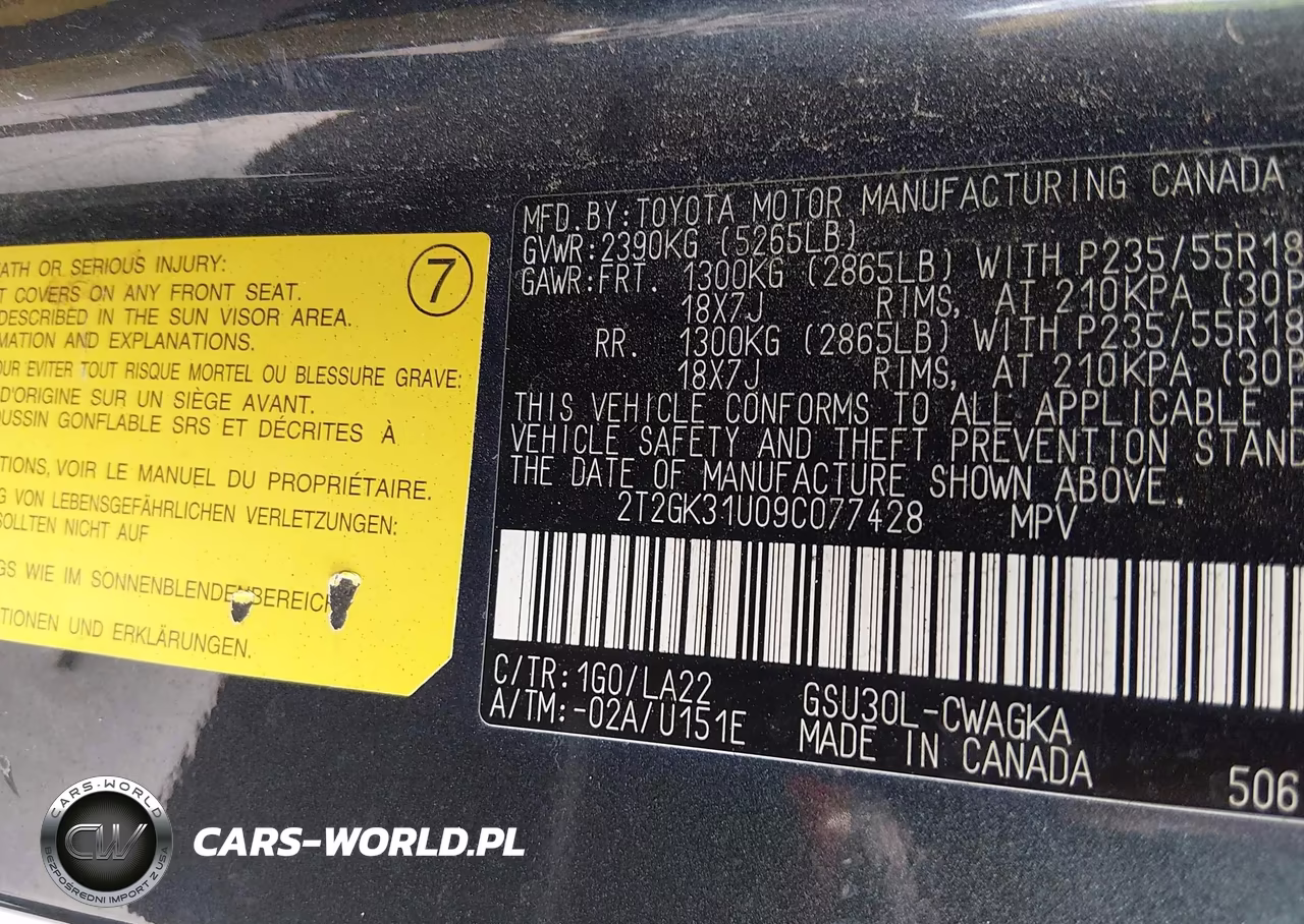 2009 Lexus Rx 350 VIN:2T2GK31U09C077428 - 9