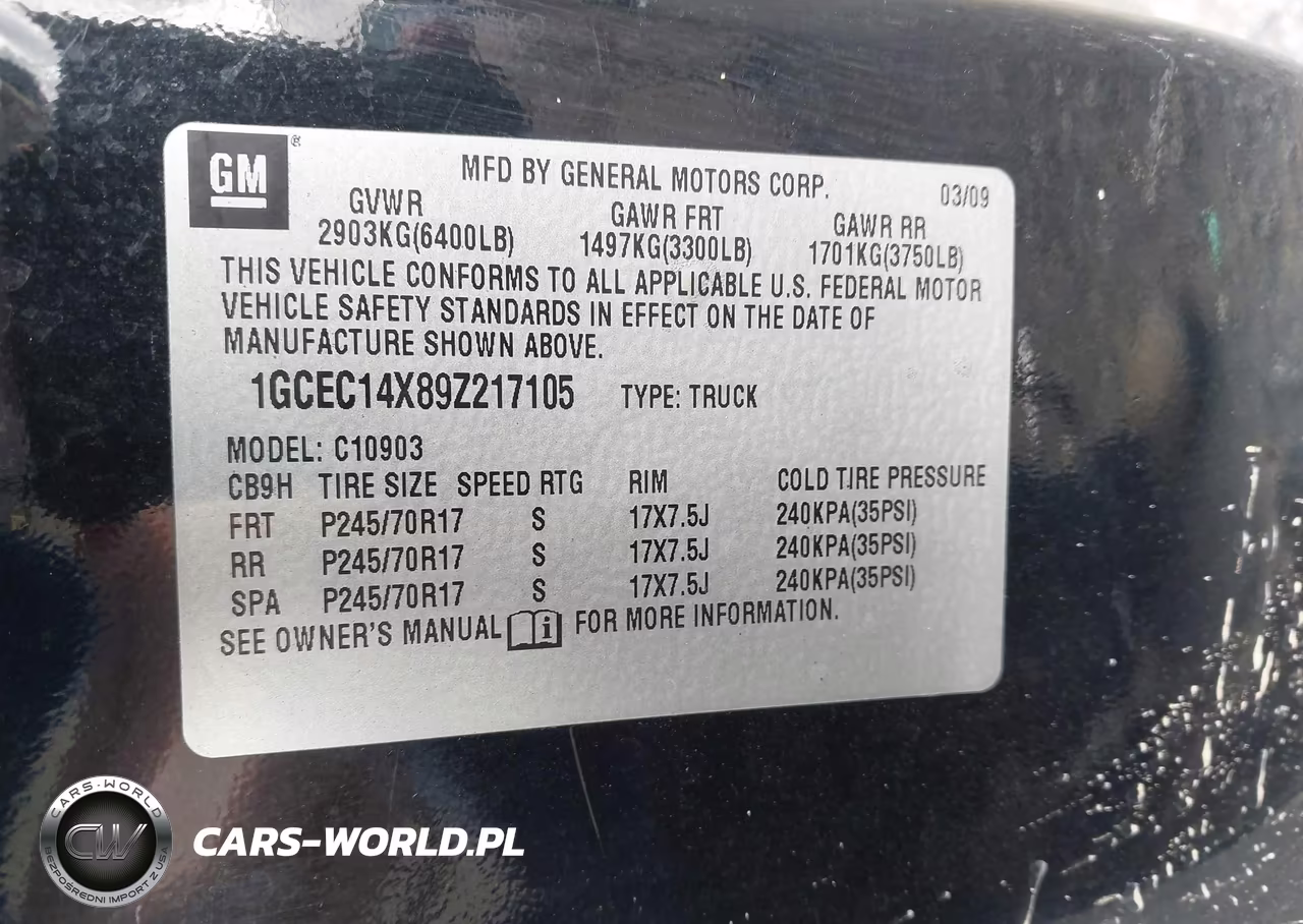 2009 Chevrolet Silverado 1500 Work Truck VIN:1GCEC14X89Z217105 - 9