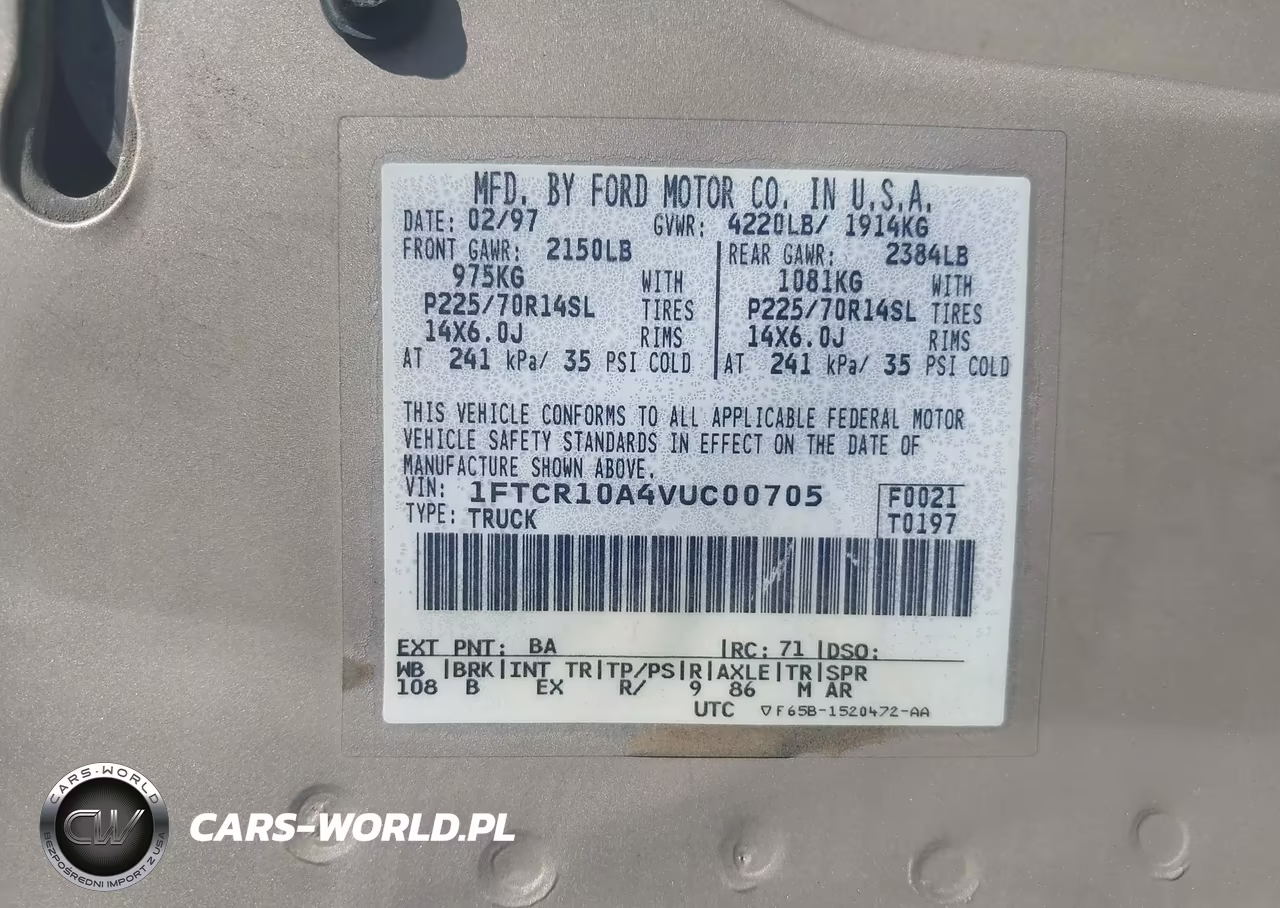 1997 Ford Ranger Splash-Xl-Xlt VIN:1FTCR10A4VUC00705 - 9