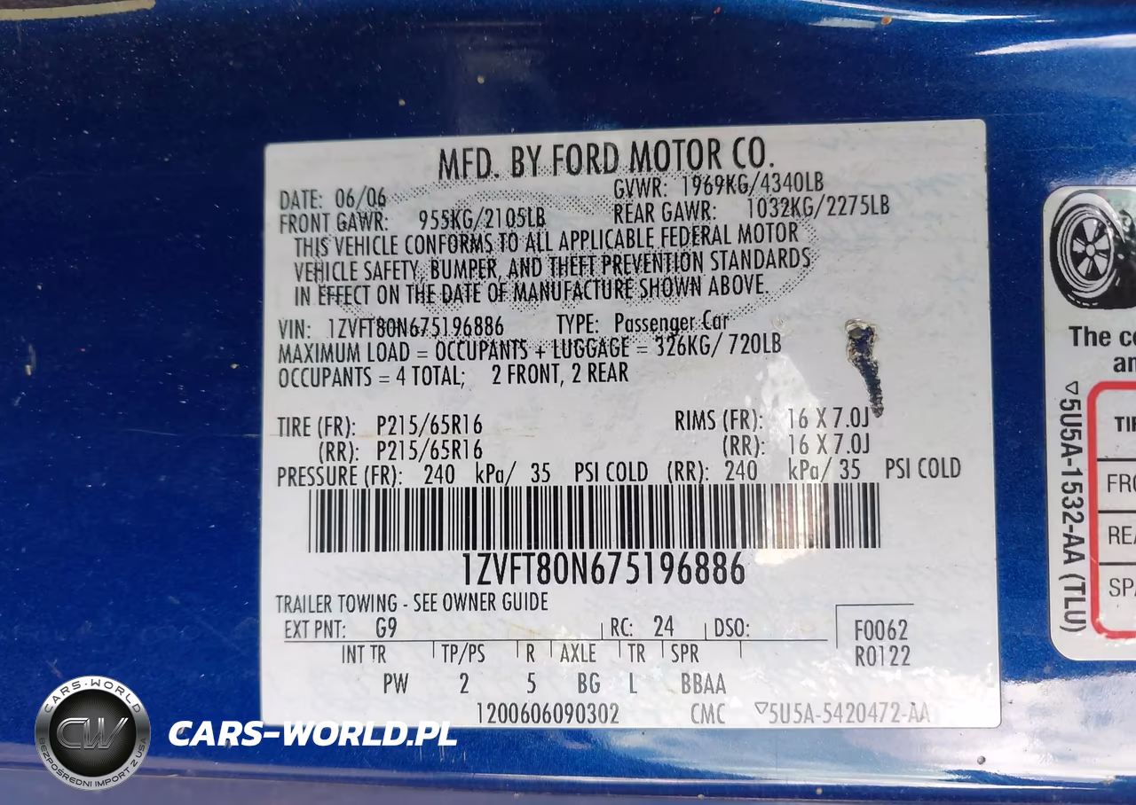 2007 Ford Mustang V6 Deluxe-V6 Premium VIN:1ZVFT80N675196886 - 9