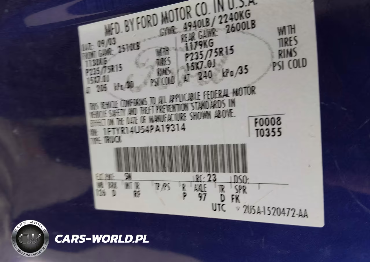 2004 Ford Ranger Edge-Tremor-Xl-Xlt VIN:1FTYR14U54PA19314 - 9