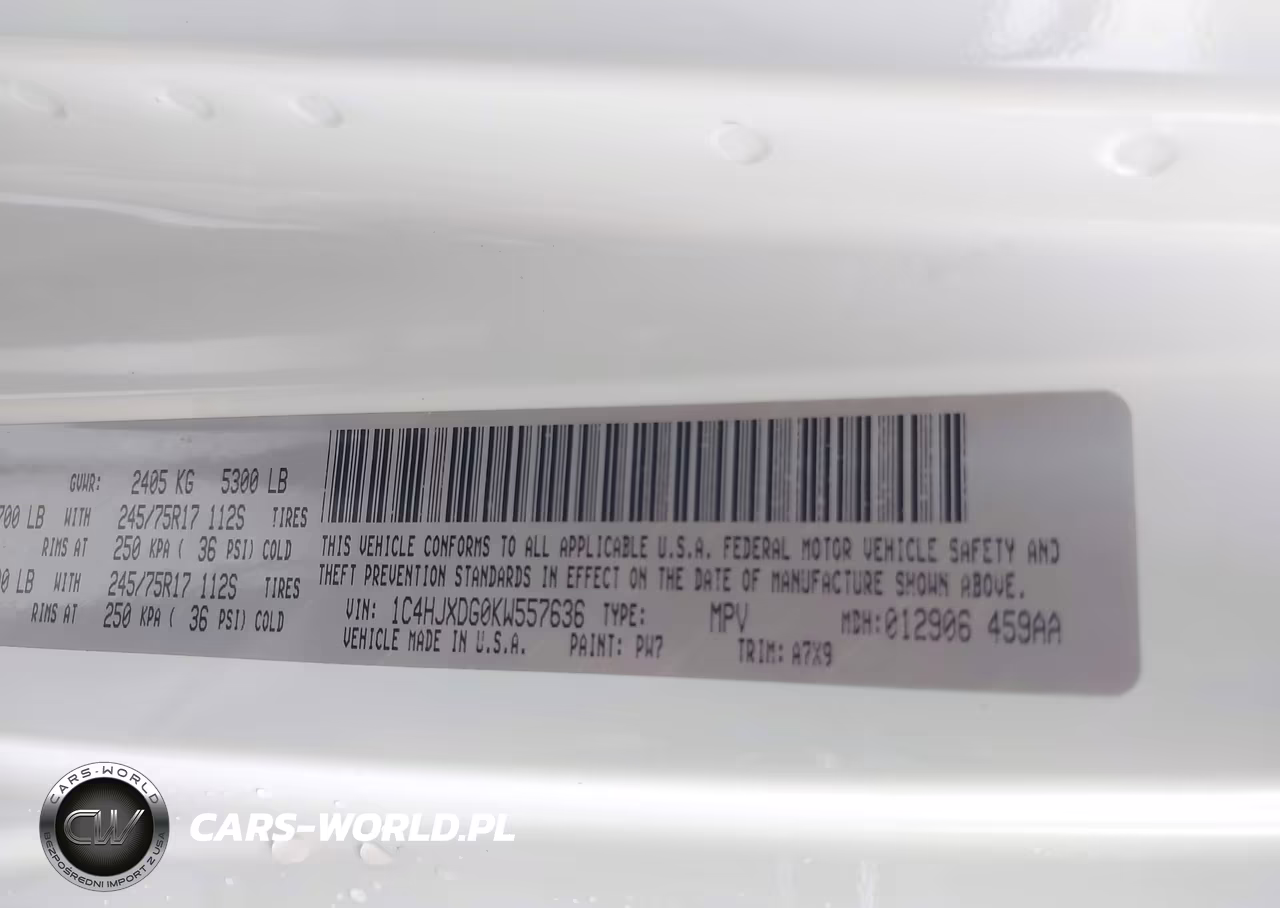 2019 Jeep Wrangler Unlimited Sport S 4X4 VIN:1C4HJXDG0KW557636 - 9