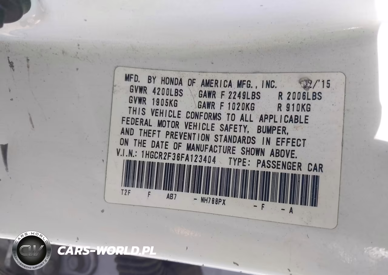 2015 Honda Accord Lx VIN:1HGCR2F36FA123404 - 9