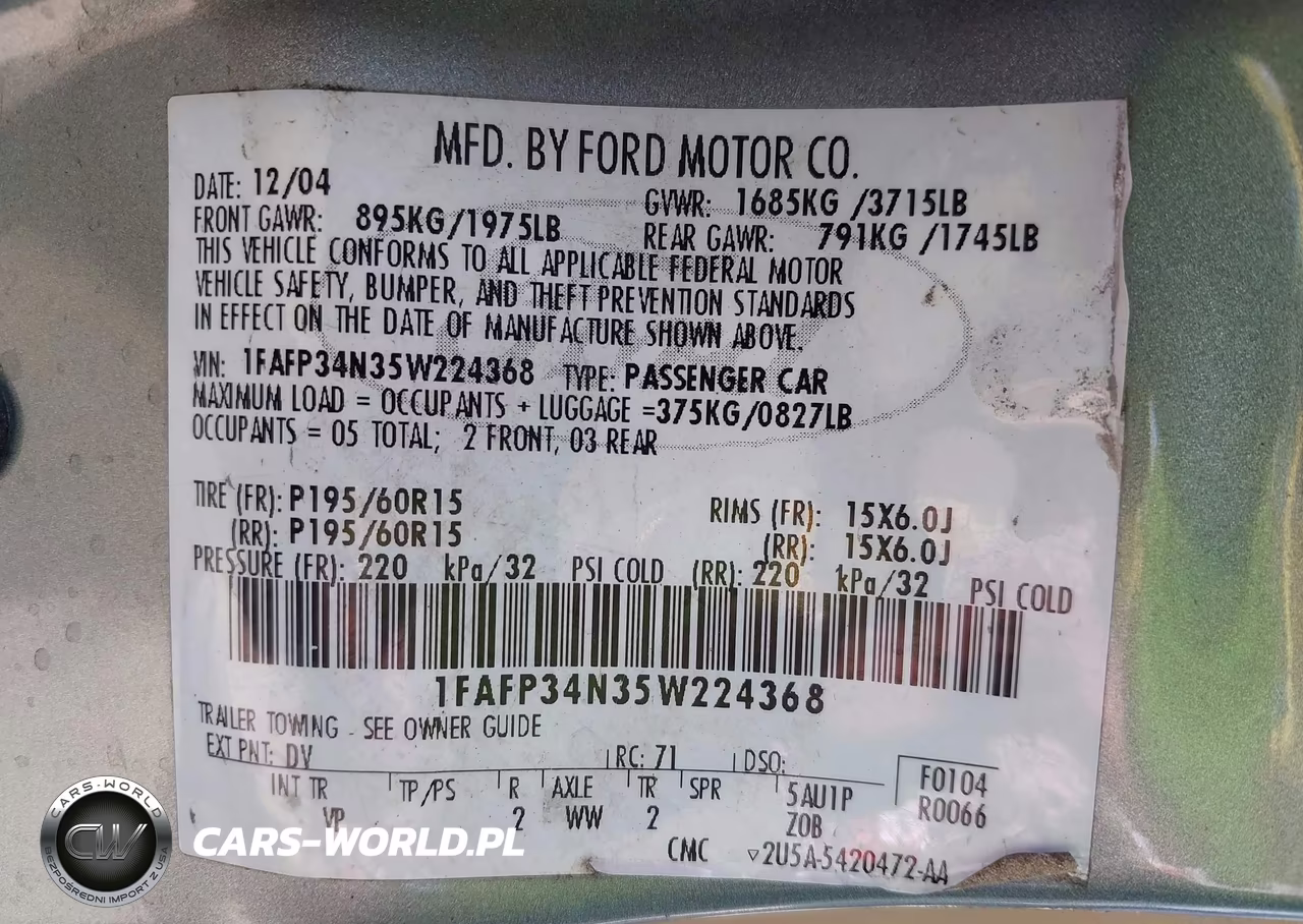 2005 Ford Focus Zx4 VIN:1FAFP34N35W224368 - 9