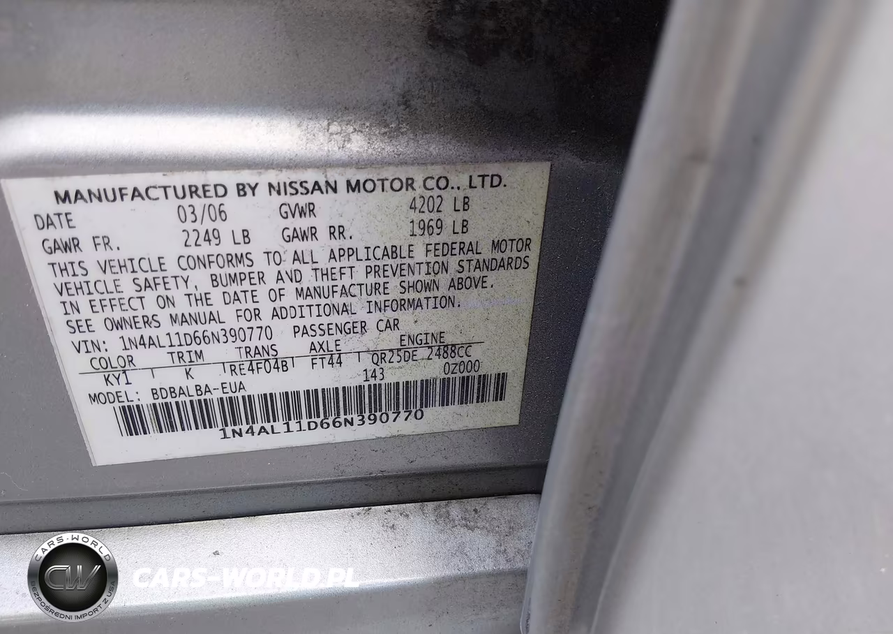 2006 Nissan Altima 2.5 S VIN:1N4AL11D66N390770 - 9