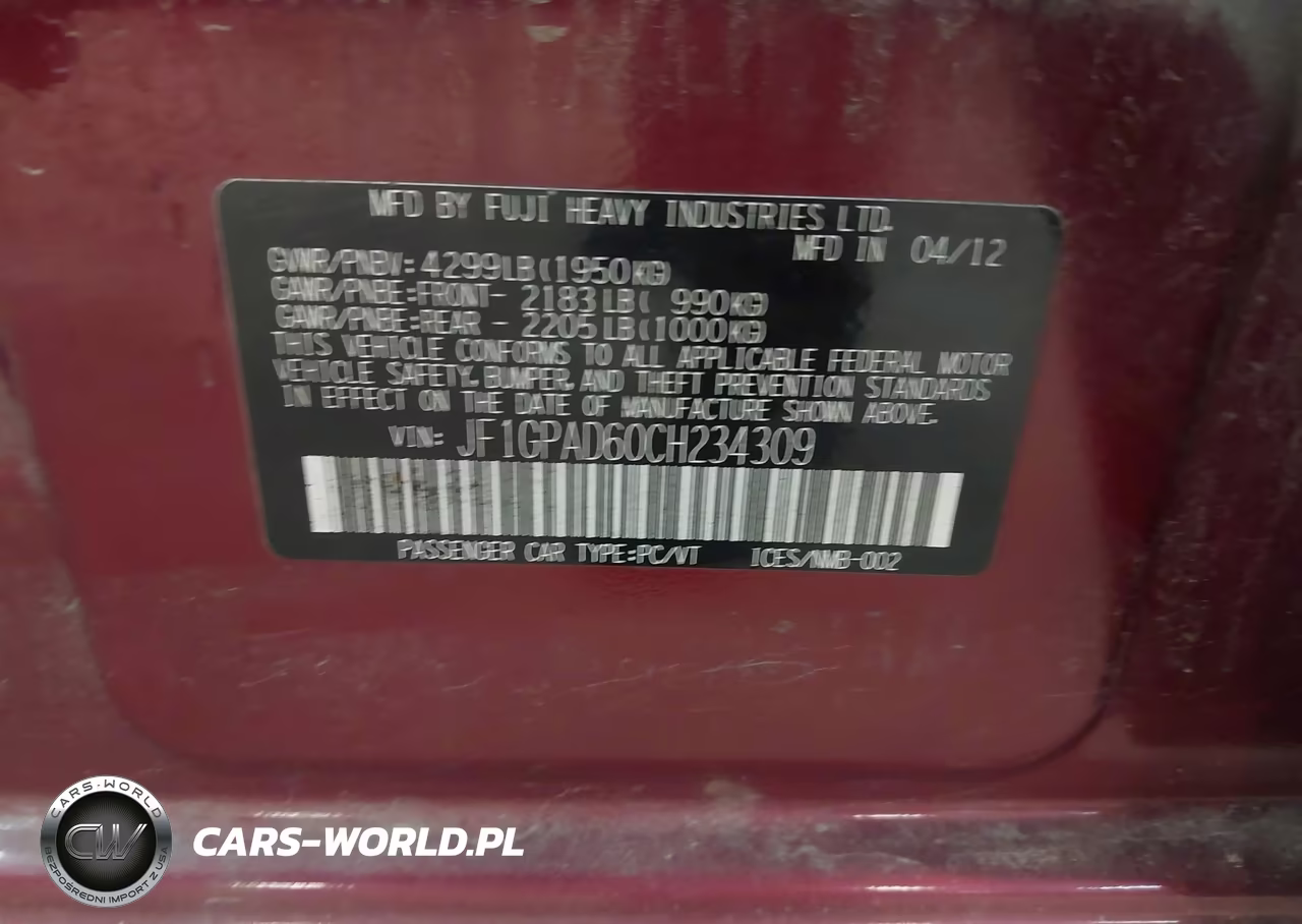 2012 Subaru Impreza 2.0I Premium VIN:JF1GPAD60CH234309 - 9