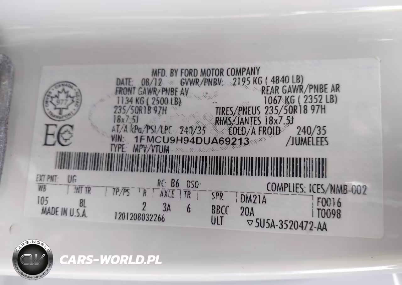 2013 Ford Escape Sel VIN:1FMCU9H94DUA69213 - 9