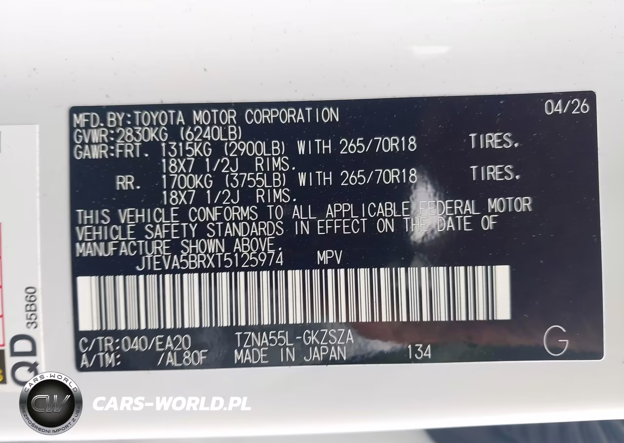2026 Toyota 4Runner Trd Off Road Premium VIN:JTEVA5BRXT5125974 - 9