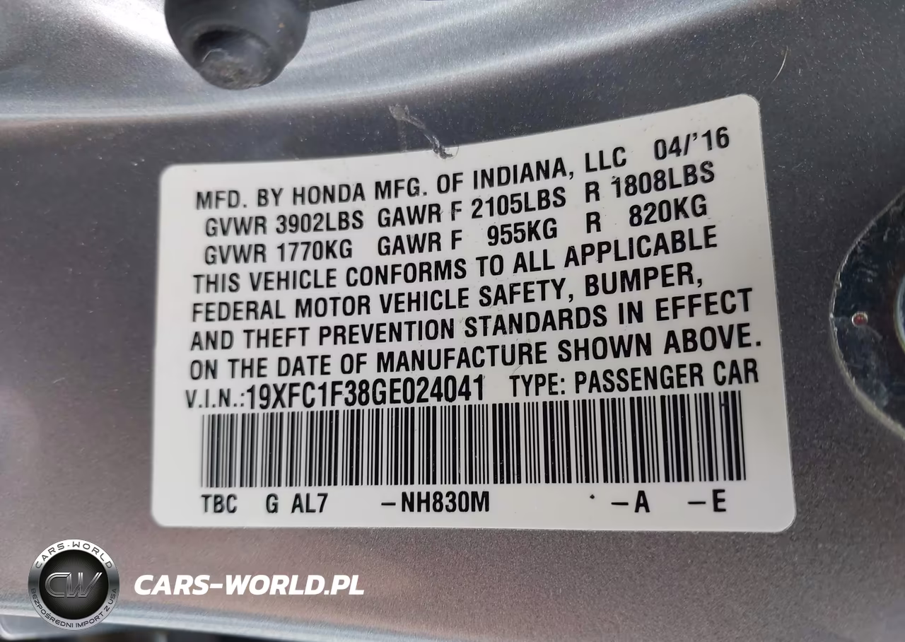 2016 Honda Civic Ex-T VIN:19XFC1F38GE024041 - 9