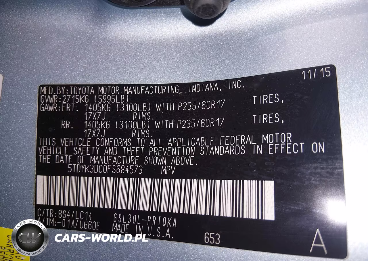 2015 Toyota Sienna Xle Premium 8 Passenger VIN:5TDYK3DC0FS684573 - 9