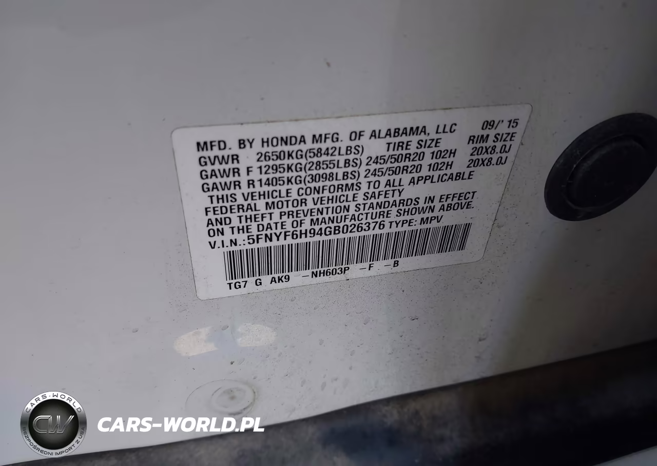 2016 Honda Pilot Touring VIN:5FNYF6H94GB026376 - 9