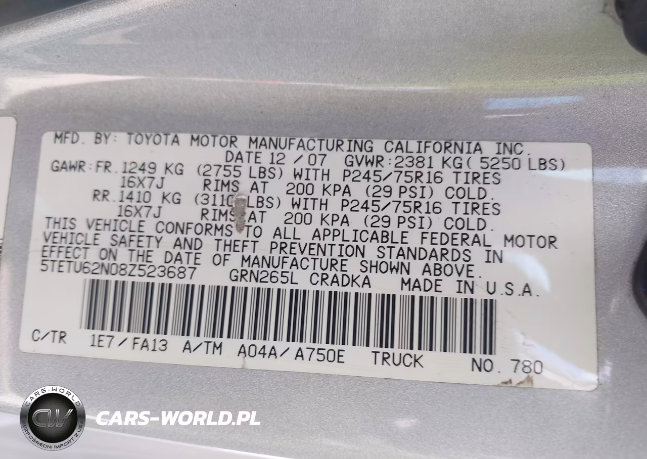 2008 Toyota Tacoma Prerunner V6 VIN:5TETU62N08Z523687 - 9