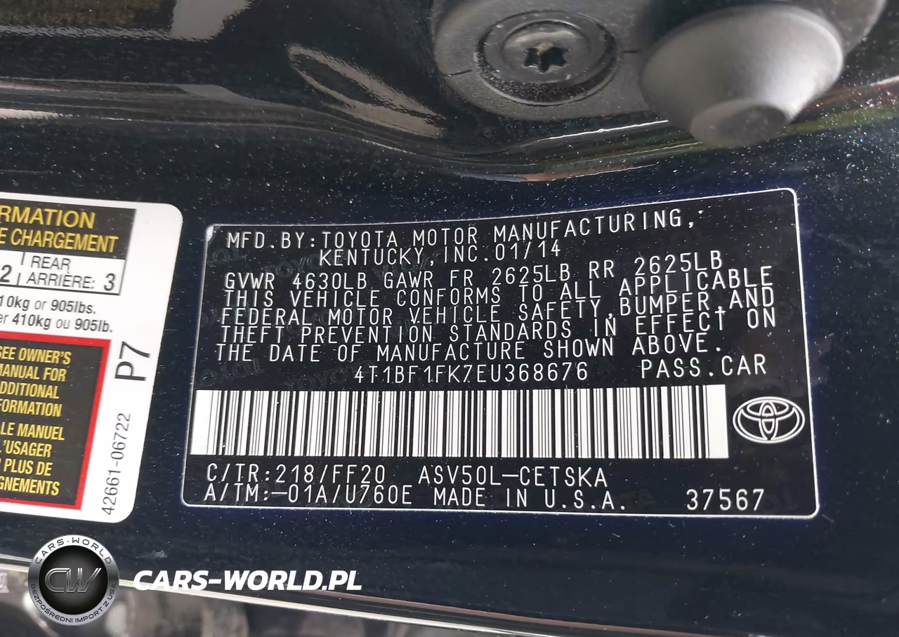 2014 Toyota Camry Se VIN:4T1BF1FK7EU368676 - 9