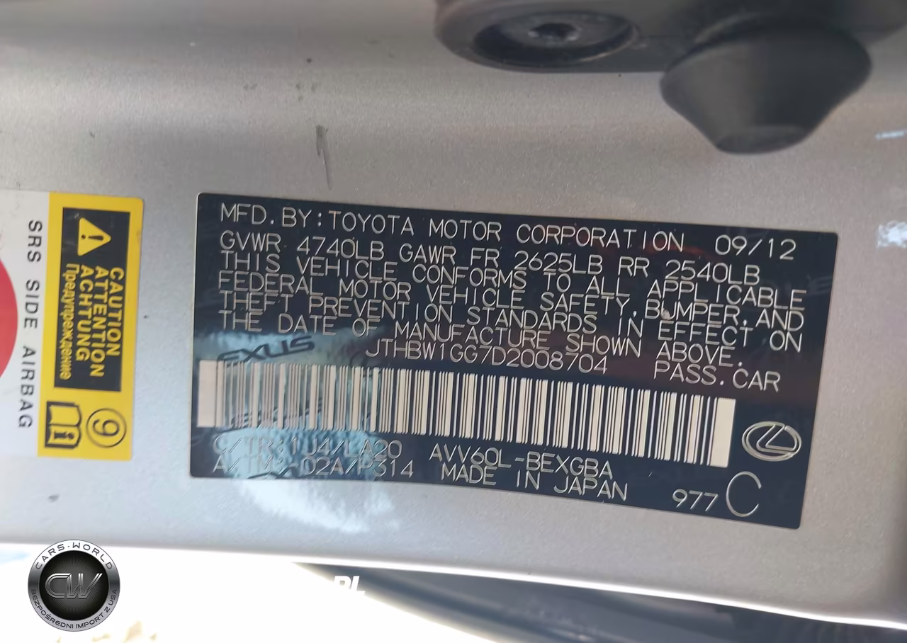2013 Lexus Es 300H VIN:JTHBW1GG7D2008704 - 9