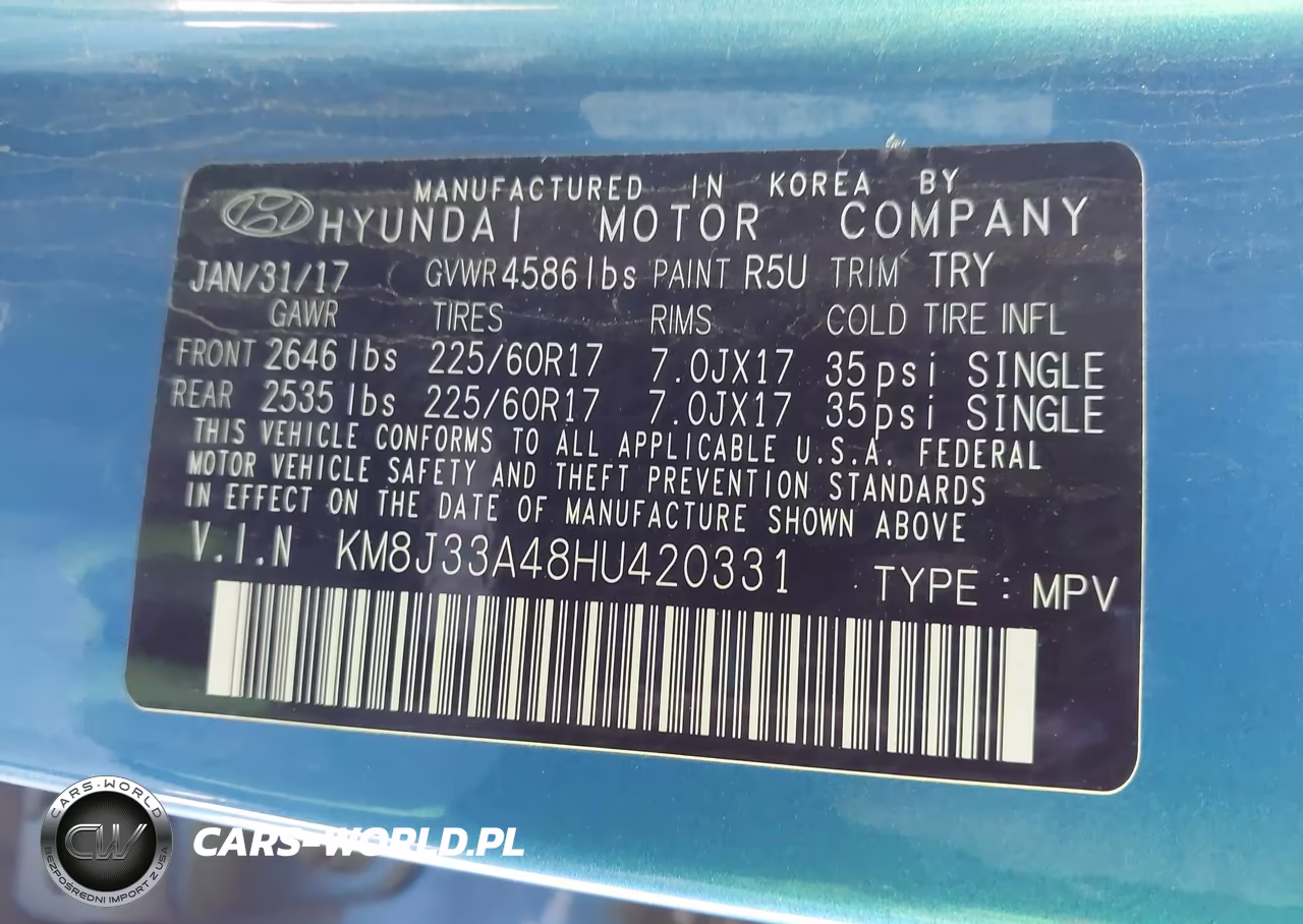2017 Hyundai Tucson Se Plus VIN:KM8J33A48HU420331 - 9