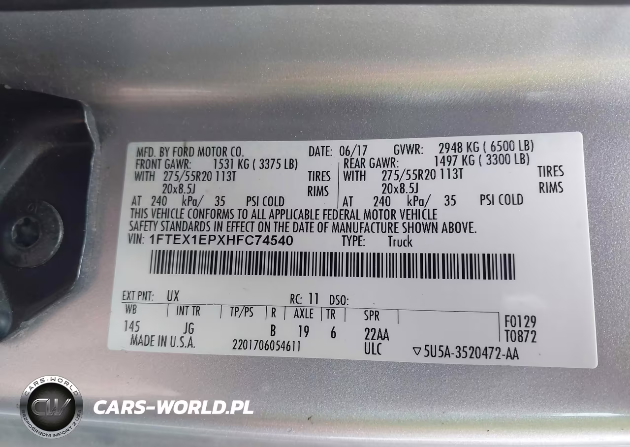 2017 Ford F-150 Xl VIN:1FTEX1EPXHFC74540 - 9