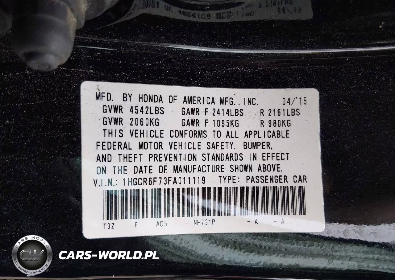 2015 Honda Accord Hybrid Touring VIN:1HGCR6F73FA011119 - 9