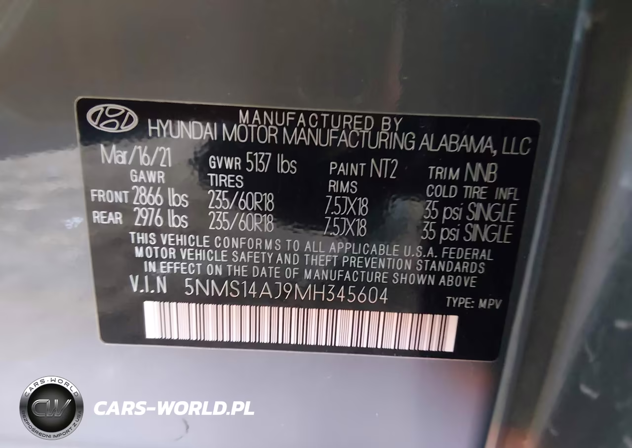 2021 Hyundai Santa Fe Se VIN:5NMS14AJ9MH345604 - 9