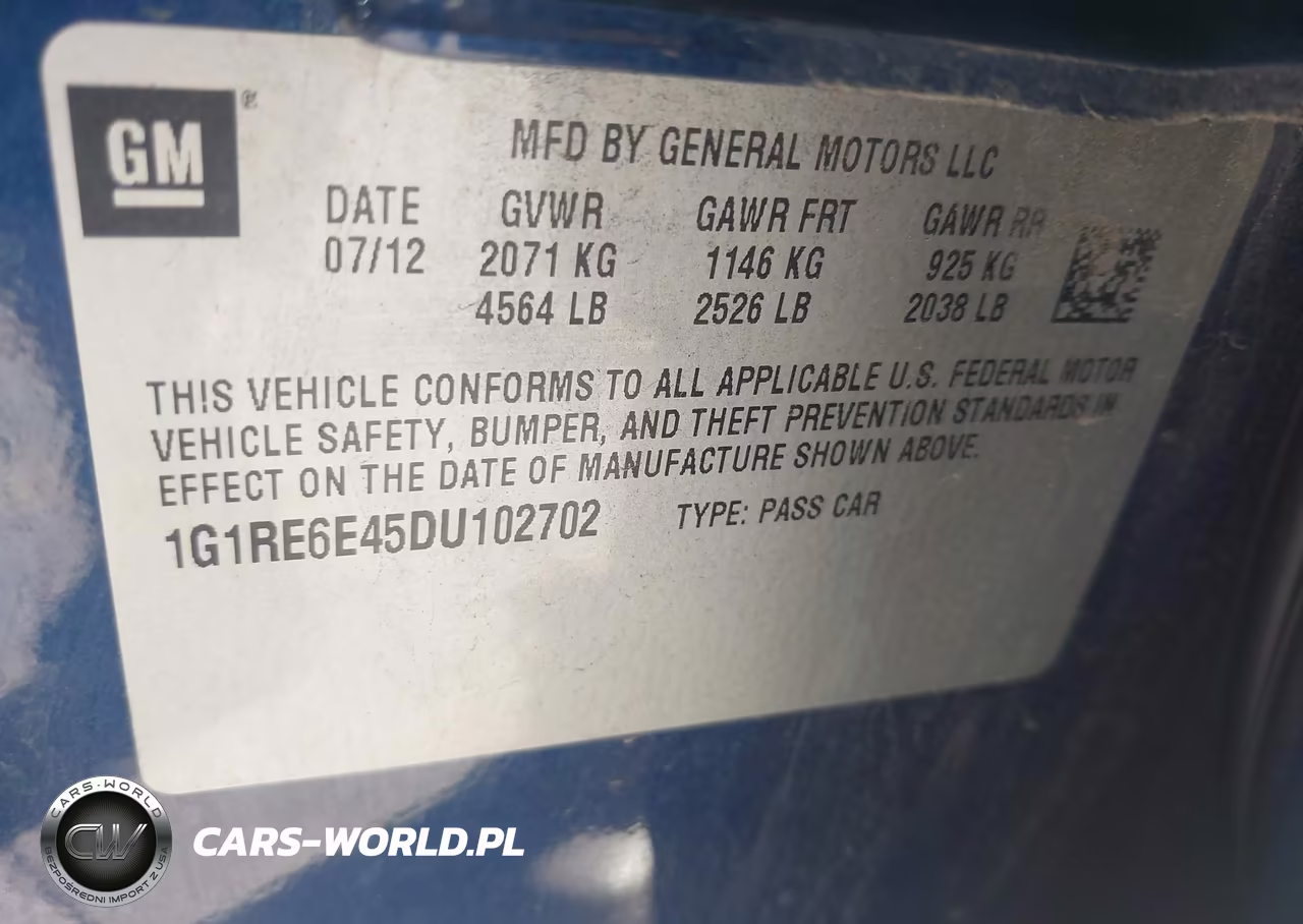 2013 Chevrolet Volt VIN:1G1RE6E45DU102702 - 9