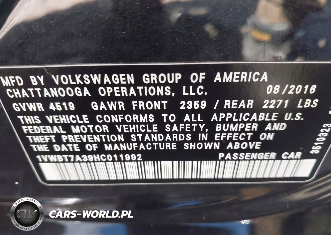 2017 Volkswagen Passat 1.8T Se VIN:1VWBT7A39HC011992 - 9