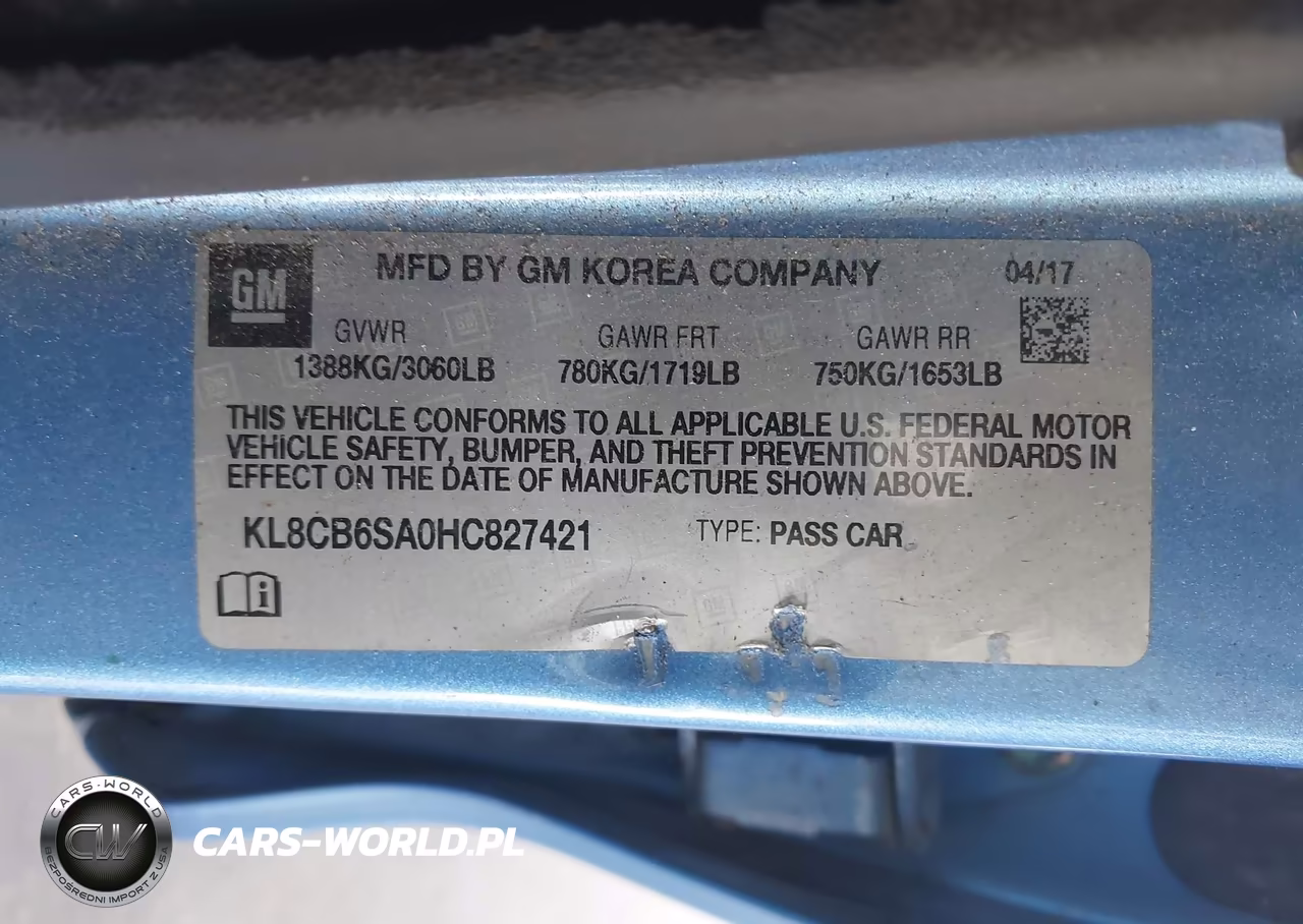 2017 Chevrolet Spark Ls Cvt VIN:KL8CB6SA0HC827421 - 9