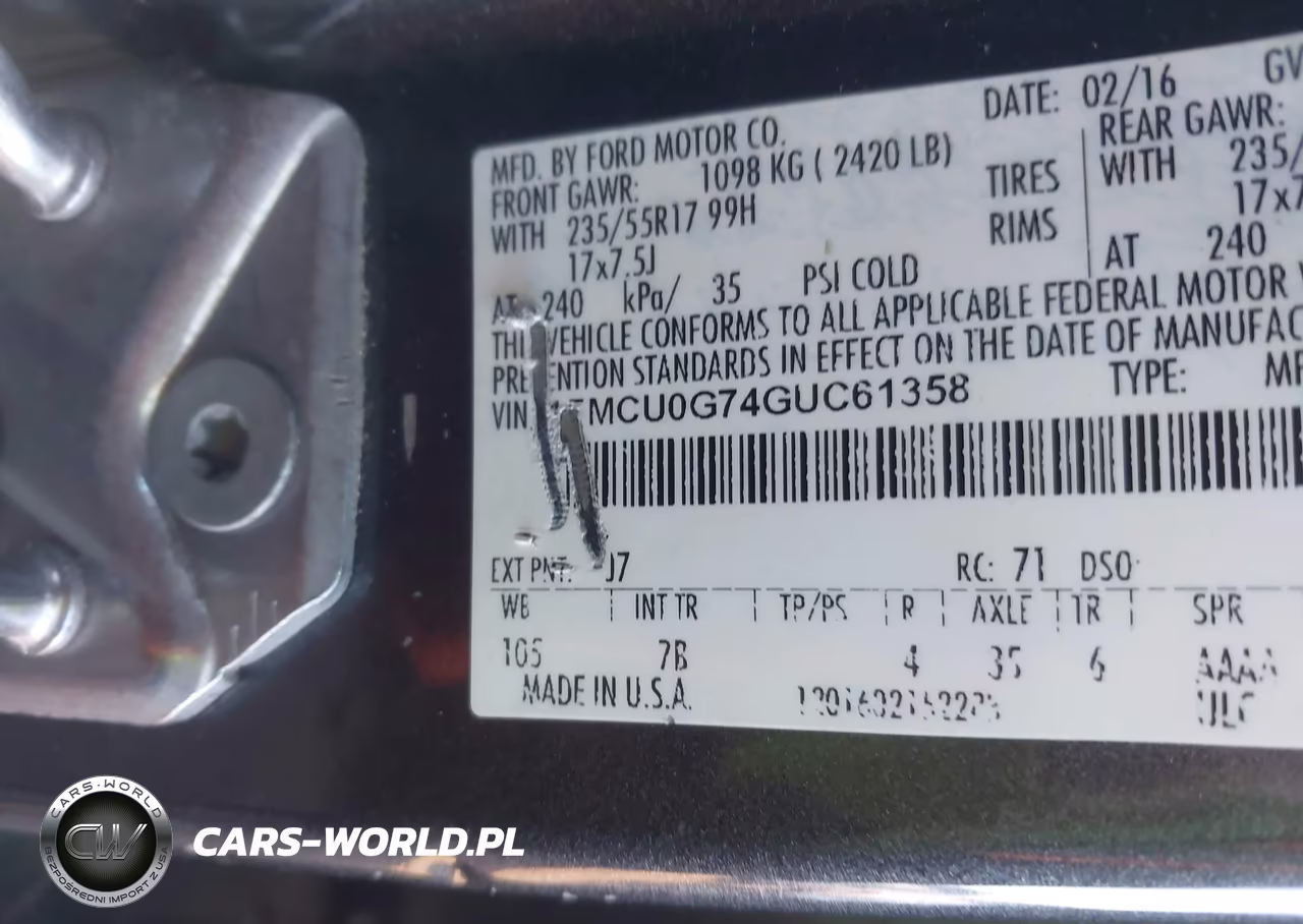 2016 Ford Escape Se VIN:1FMCU0G74GUC61358 - 9